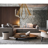 Hilton 112cm Decagonal 10 Light Wood Chandelier - Nickel & Taupe