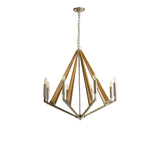 Hilton 81cm Octagonal 8 Light Wood Chandelier - Nickel & Taupe