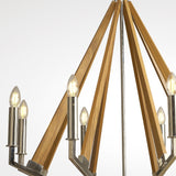 Hilton 81cm Octagonal 8 Light Wood Chandelier - Nickel & Taupe