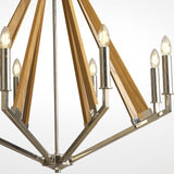 Hilton 81cm Octagonal 8 Light Wood Chandelier - Nickel & Taupe