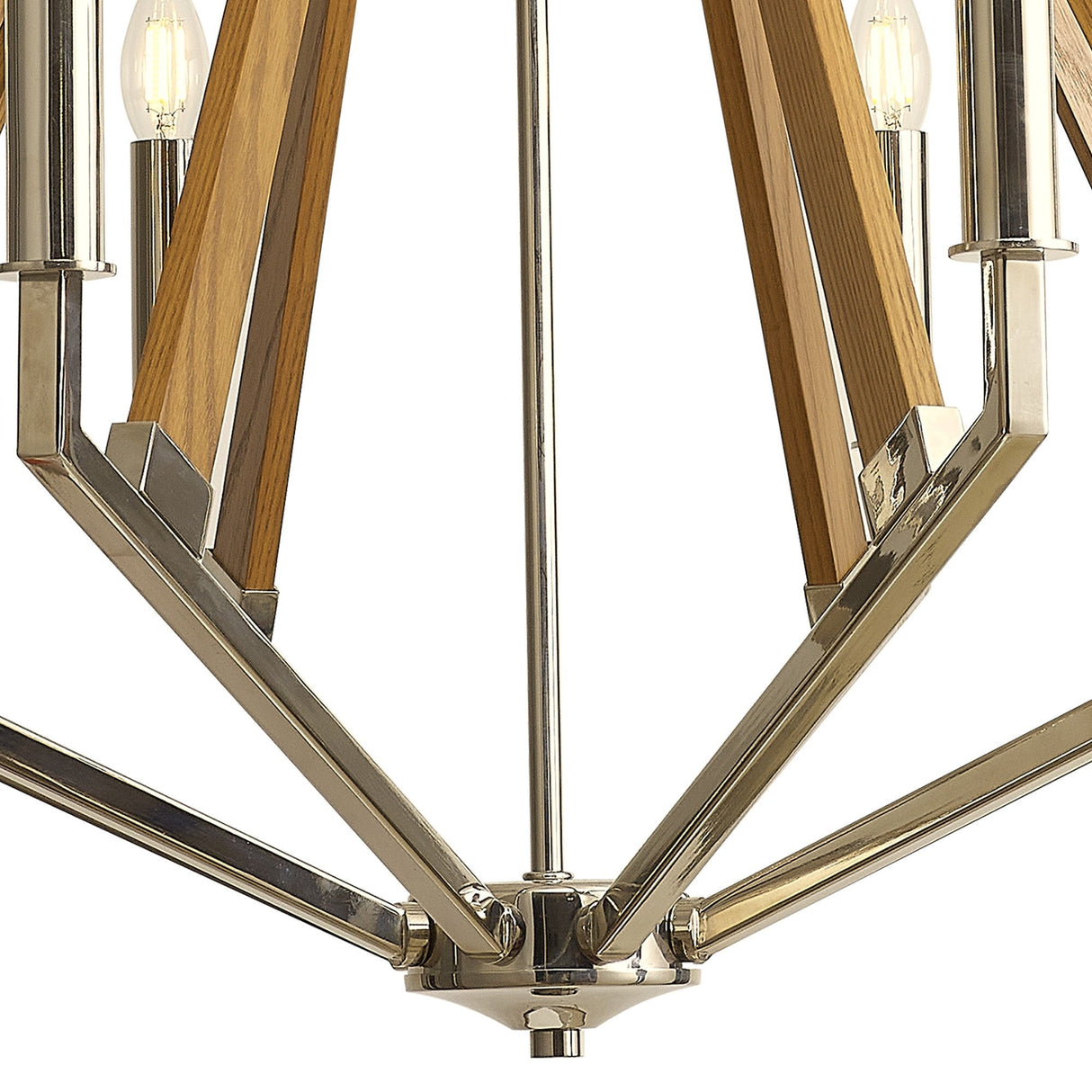 Hilton 81cm Octagonal 8 Light Wood Chandelier - Nickel & Taupe