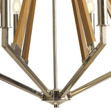 Hilton 81cm Octagonal 8 Light Wood Chandelier - Nickel & Taupe