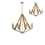 Hilton 81cm Octagonal 8 Light Wood Chandelier - Nickel & Taupe