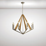 Hilton 81cm Octagonal 8 Light Wood Chandelier - Nickel & Taupe