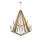 Hilton 121cm 2 Tier 18 Light Wood Chandelier - Nickel & Taupe