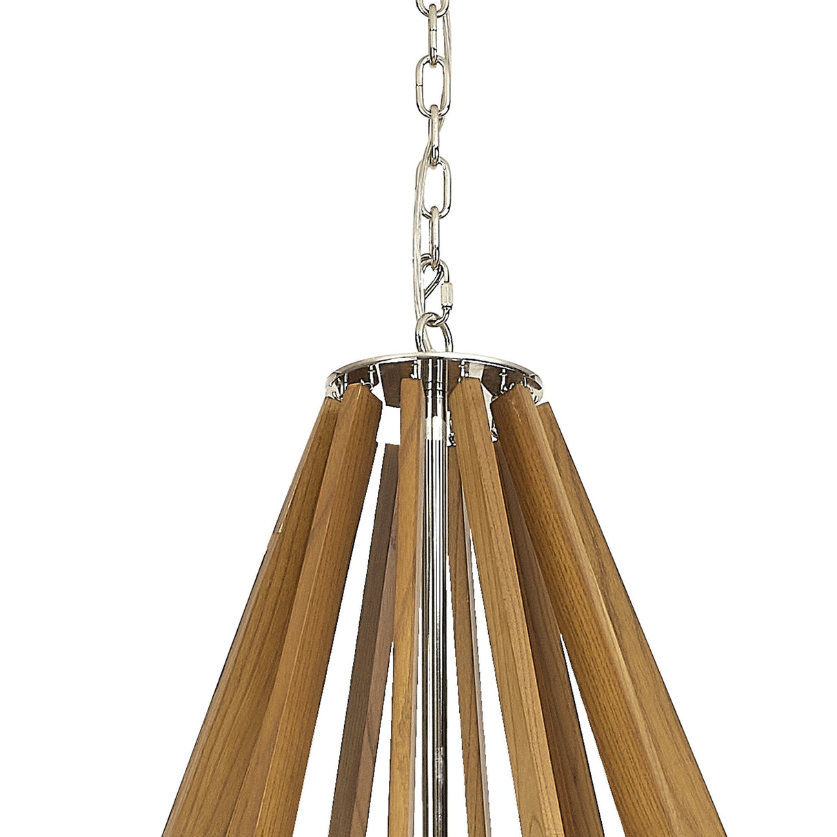 Hilton 121cm 2 Tier 18 Light Wood Chandelier - Nickel & Taupe