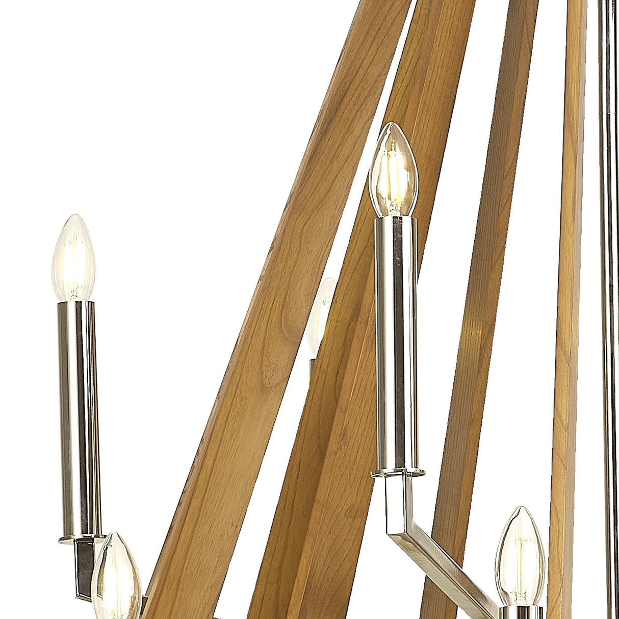 Hilton 121cm 2 Tier 18 Light Wood Chandelier - Nickel & Taupe