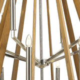 Hilton 121cm 2 Tier 18 Light Wood Chandelier - Nickel & Taupe