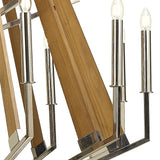 Hilton 121cm 2 Tier 18 Light Wood Chandelier - Nickel & Taupe