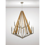 Hilton 121cm 2 Tier 18 Light Wood Chandelier - Nickel & Taupe