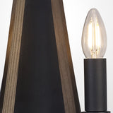 Hilton 2 Light Wood Wall Light - Black & Dark Grey