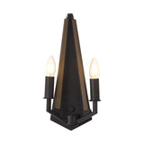 Hilton 2 Light Wood Wall Light - Black & Dark Grey