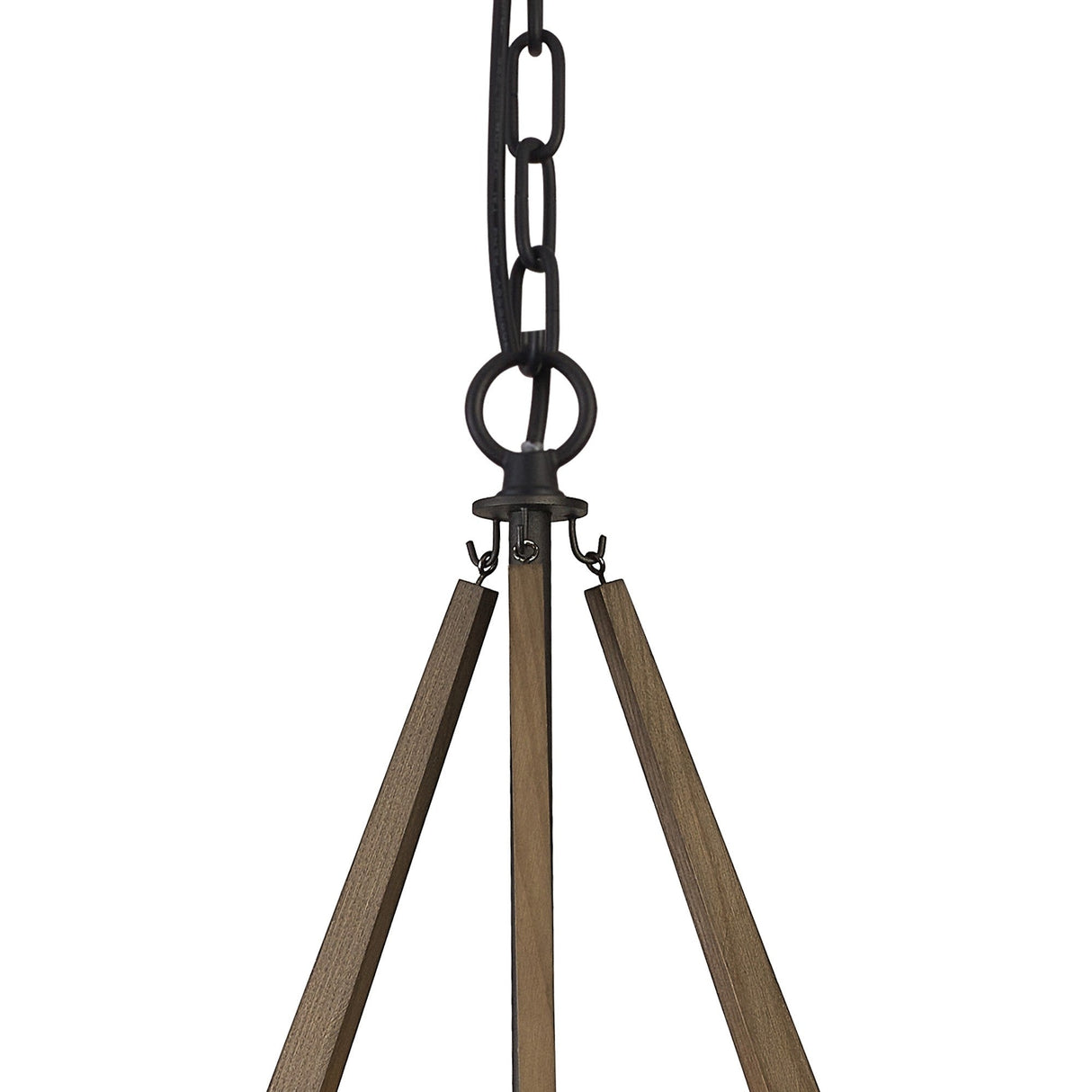 Hilton 30cm Tetragonal 3 Light Wood Chandelier - Black & Dark Grey