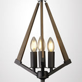 Hilton 30cm Tetragonal 3 Light Wood Chandelier - Black & Dark Grey
