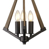 Hilton 30cm Tetragonal 3 Light Wood Chandelier - Black & Dark Grey