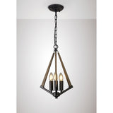 Hilton 30cm Tetragonal 3 Light Wood Chandelier - Black & Dark Grey