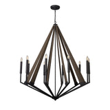 Hilton 112cm Decagonal 10 Light Wood Chandelier - Black & Dark Grey