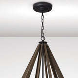Hilton 112cm Decagonal 10 Light Wood Chandelier - Black & Dark Grey