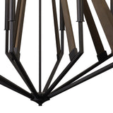 Hilton 112cm Decagonal 10 Light Wood Chandelier - Black & Dark Grey
