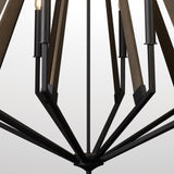 Hilton 112cm Decagonal 10 Light Wood Chandelier - Black & Dark Grey