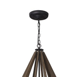 Hilton 112cm Decagonal 10 Light Wood Chandelier - Black & Dark Grey