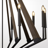 Hilton 112cm Decagonal 10 Light Wood Chandelier - Black & Dark Grey