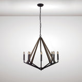 Hilton 81cm Octagonal 8 Light Wood Chandelier - Black & Dark Grey