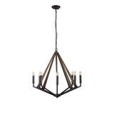 Hilton 81cm Octagonal 8 Light Wood Chandelier - Black & Dark Grey