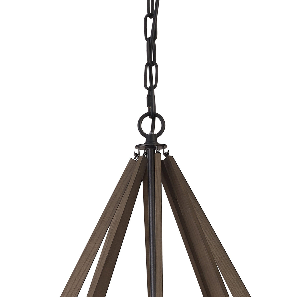 Hilton 81cm Octagonal 8 Light Wood Chandelier - Black & Dark Grey