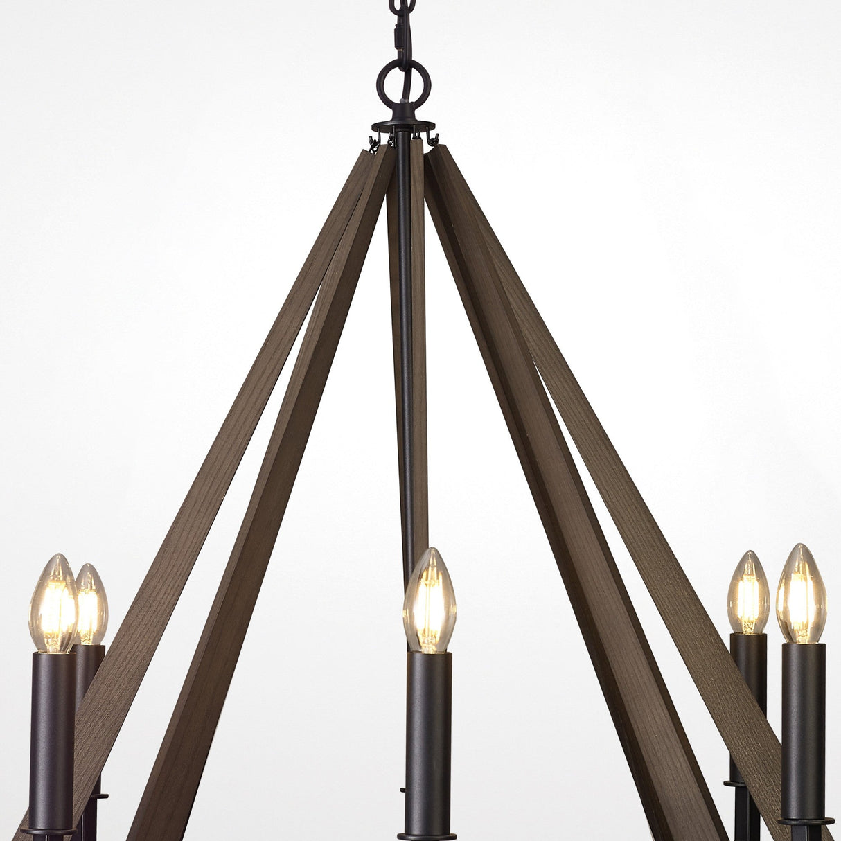 Hilton 81cm Octagonal 8 Light Wood Chandelier - Black & Dark Grey