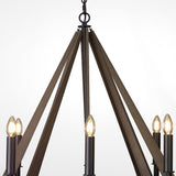 Hilton 81cm Octagonal 8 Light Wood Chandelier - Black & Dark Grey