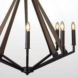 Hilton 81cm Octagonal 8 Light Wood Chandelier - Black & Dark Grey