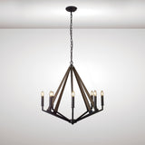 Hilton 81cm Octagonal 8 Light Wood Chandelier - Black & Dark Grey