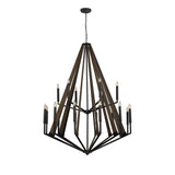 Hilton 121cm 2 Tier 18 Light Wood Chandelier - Black & Dark Grey