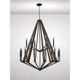 Hilton 121cm 2 Tier 18 Light Wood Chandelier - Black & Dark Grey