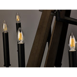 Hilton 121cm 2 Tier 18 Light Wood Chandelier - Black & Dark Grey