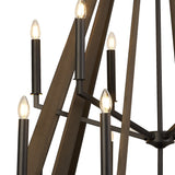 Hilton 121cm 2 Tier 18 Light Wood Chandelier - Black & Dark Grey