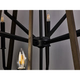 Hilton 121cm 2 Tier 18 Light Wood Chandelier - Black & Dark Grey