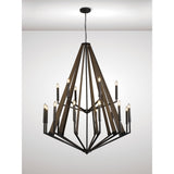 Hilton 121cm 2 Tier 18 Light Wood Chandelier - Black & Dark Grey
