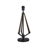 The Hilton 1 Light Wood Table Lamp (Black & Grey, no shade) features a modern tripod-style base with dark wood accents and a round black base, designed for use with a lightbulb, pictured against a plain white background.