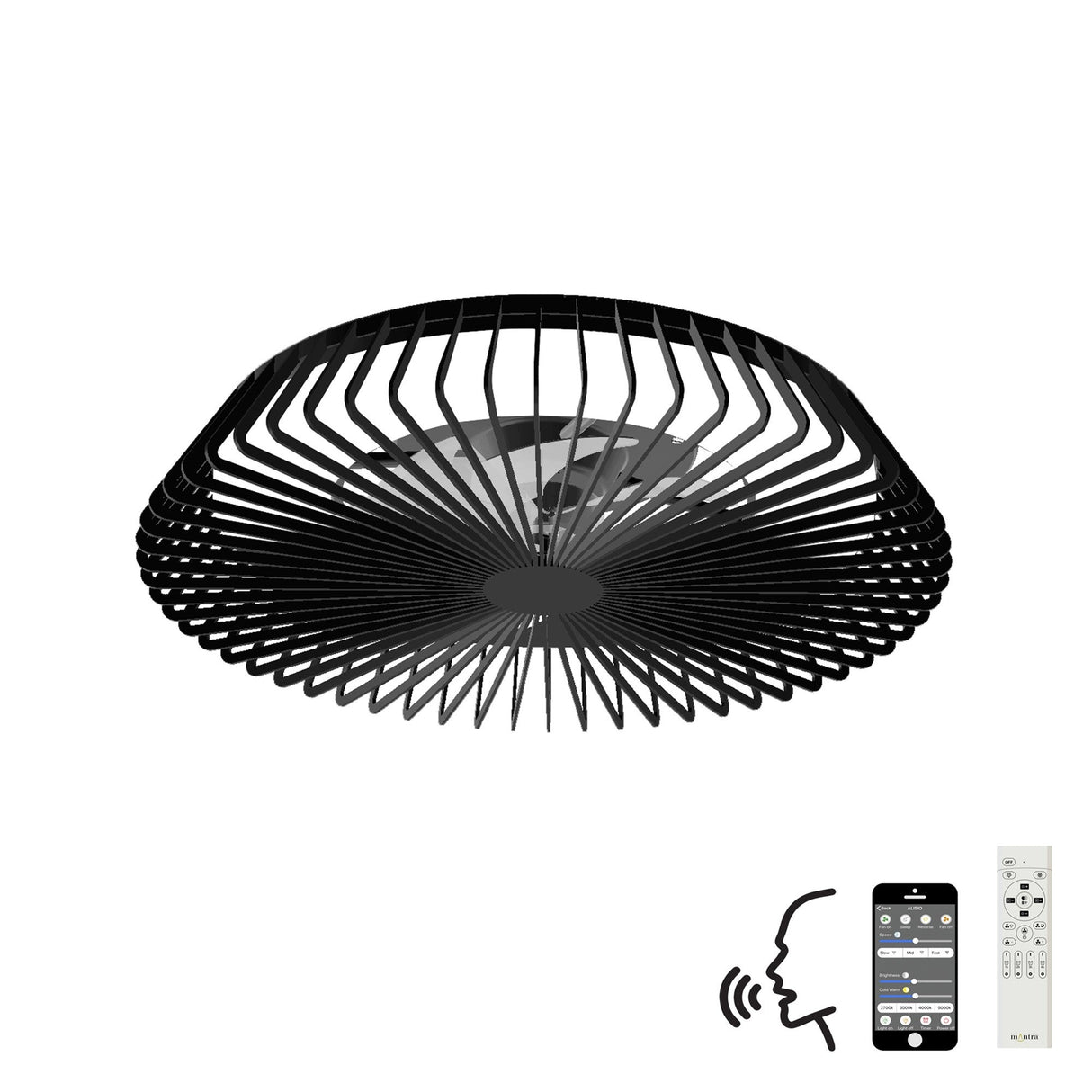Himalaya CCT Dimmable LED Ceiling Retractable Fan Light With Remote, APP & Voice Control - Black