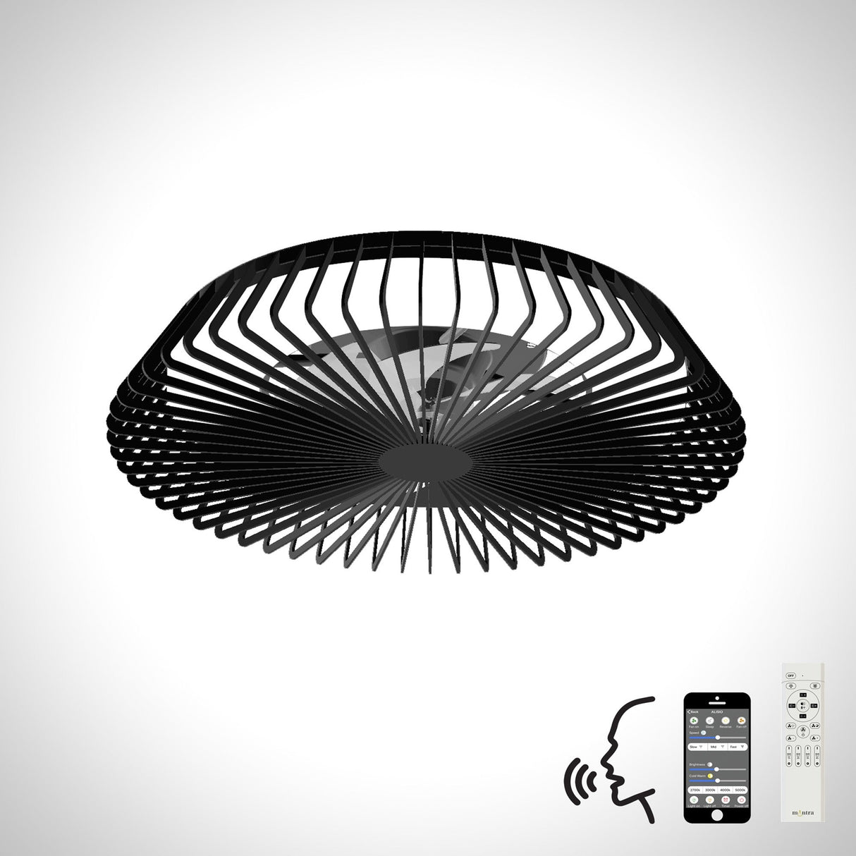 Himalaya CCT Dimmable LED Ceiling Retractable Fan Light With Remote, APP & Voice Control - Black