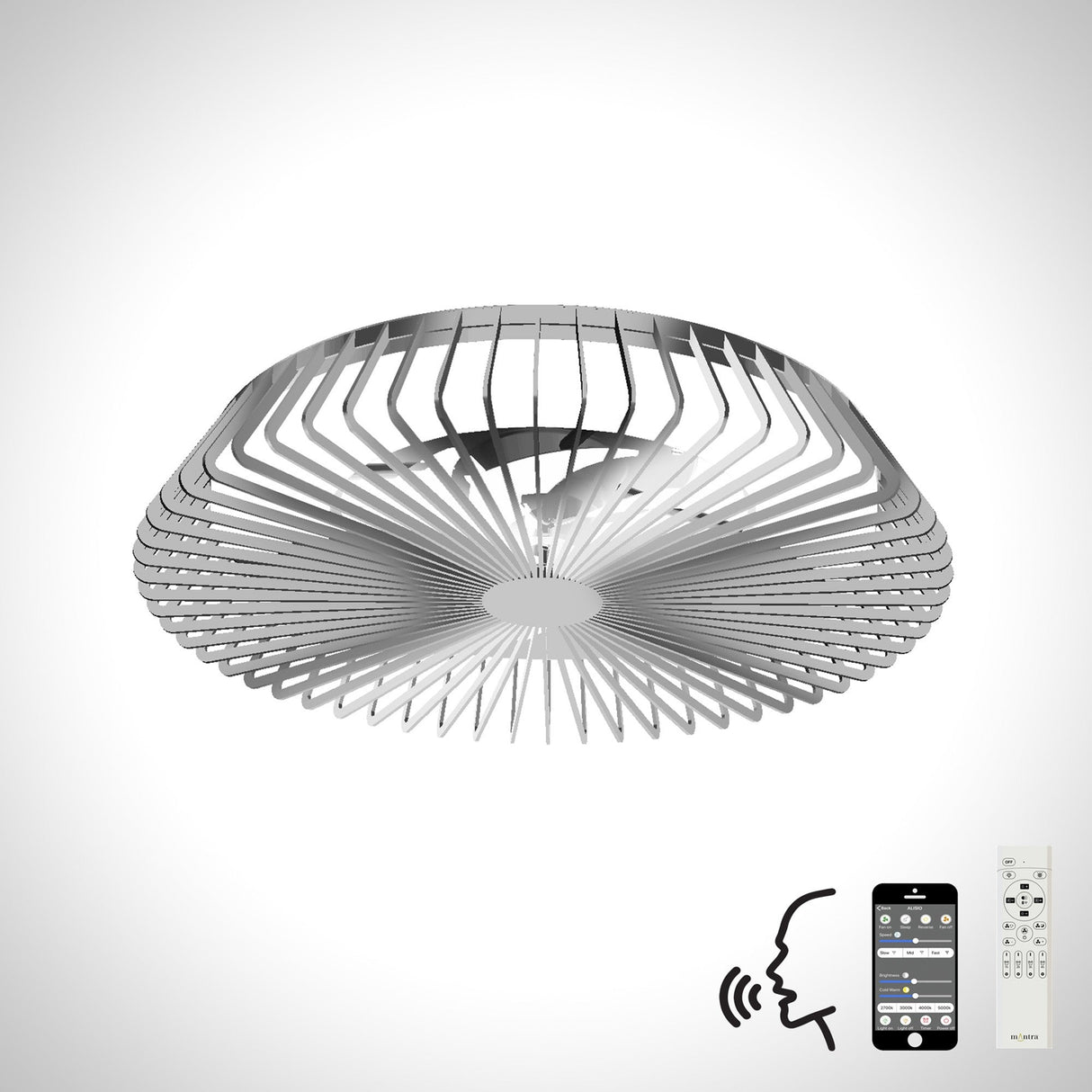 Himalaya CCT Dimmable LED Ceiling Retractable Fan Light With Remote, APP & Voice Control - Silver