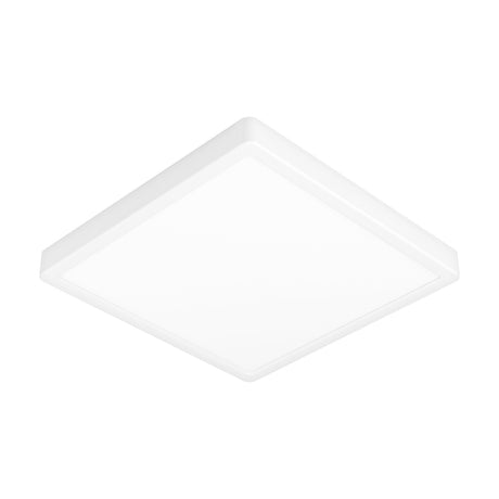 Hinanne LED Downlight 28.5 x 28.5cm in white, a slim square ceiling fixture with white steel frame and plastic diffuser, shown on a plain white background.