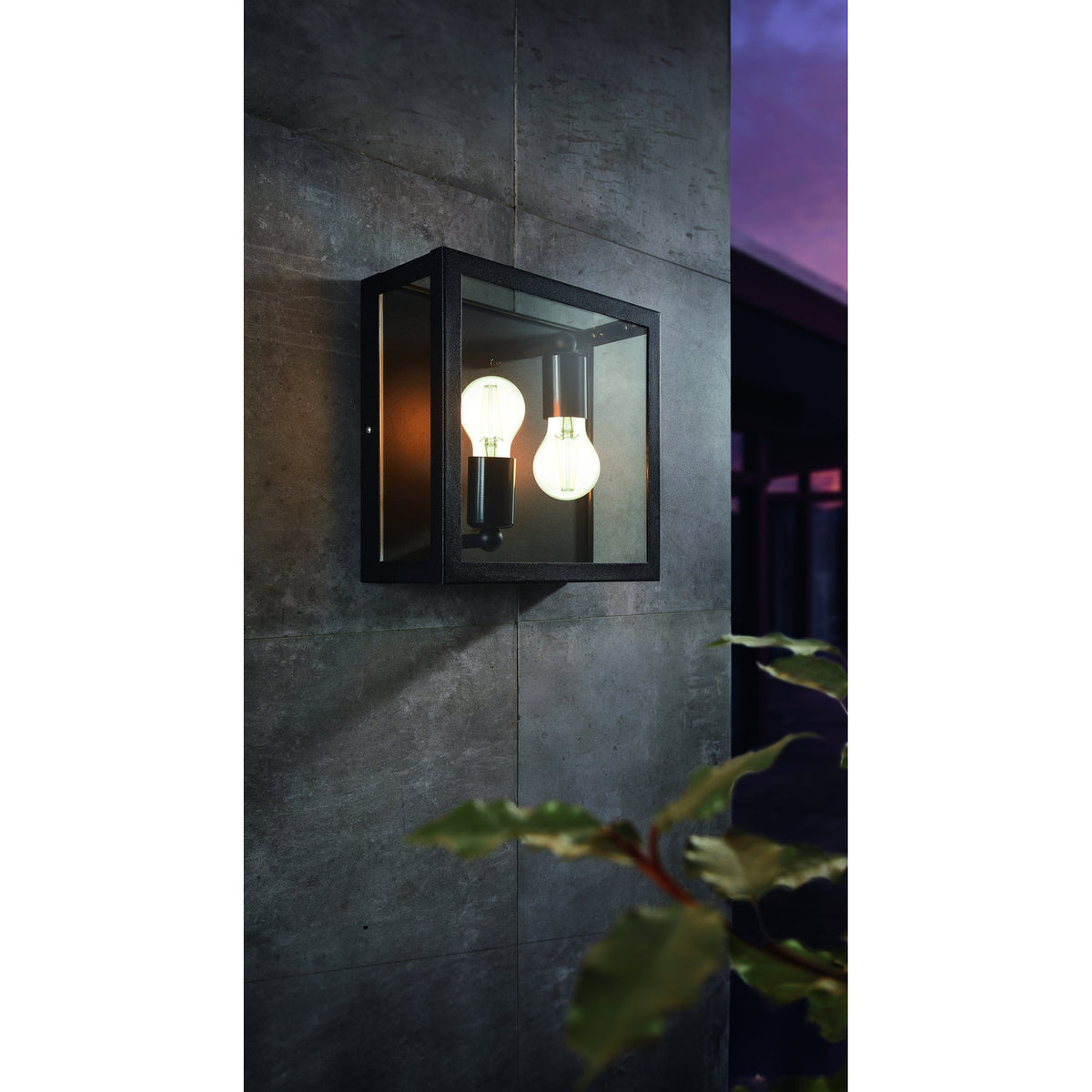 Hirbessa 2 Light Outdoor Wall Light 29cm - Black