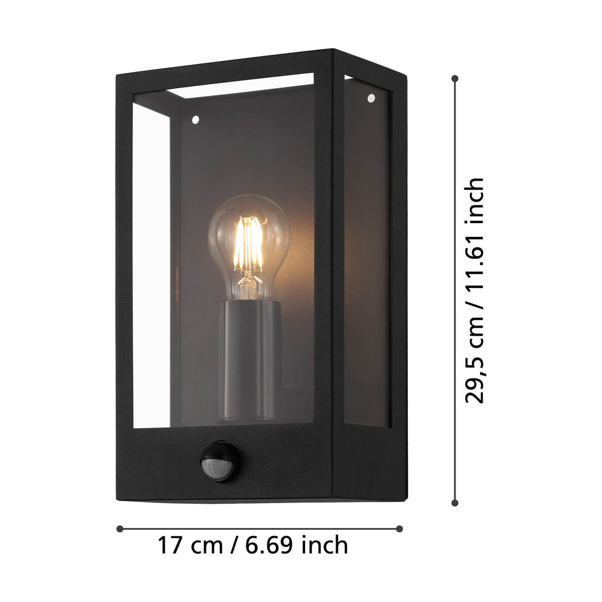 Hirbessa Outdoor Wall Light 27W with Motion Sensor - Black