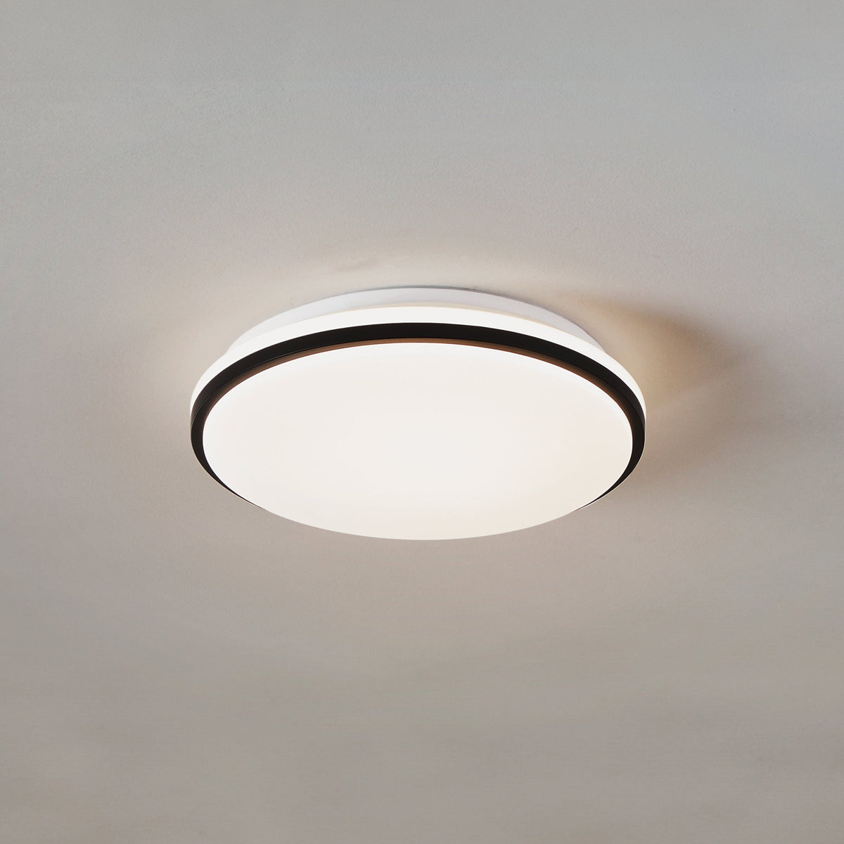 Hirnette LED Flush Ceiling Light - White & Black
