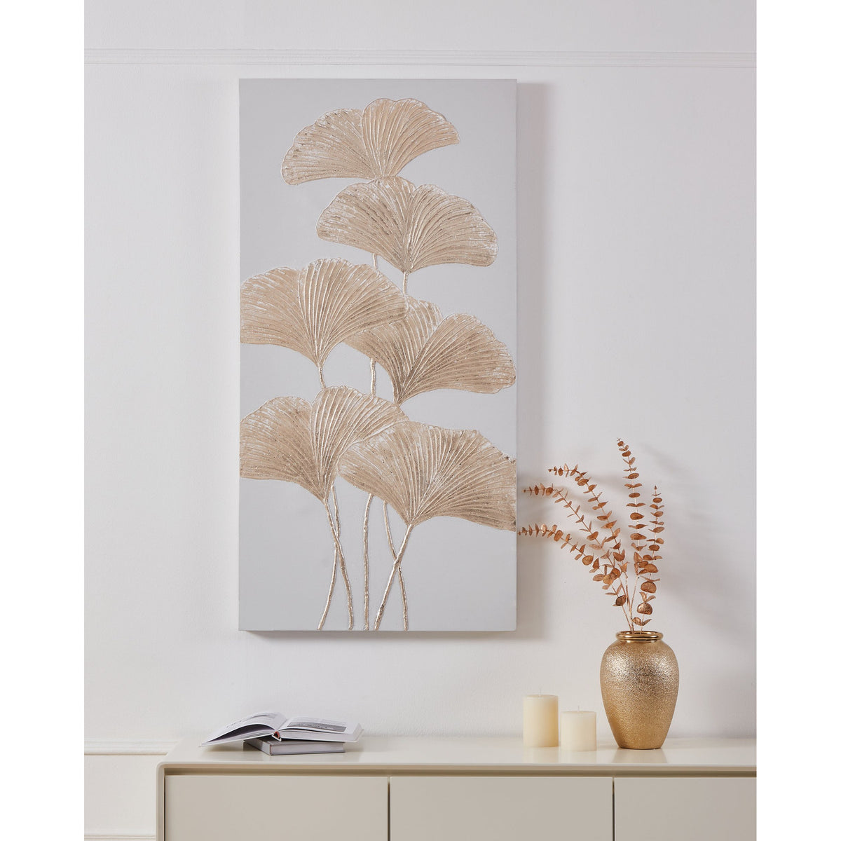 Hirono Wall Art - White & Gold
