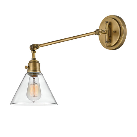 Arti 1 Light Clear Glass Shade Wall Light - Heritage Brass