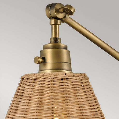 Arti 1 Light Natural Rattan Shade Wall Light - Heritage Brass